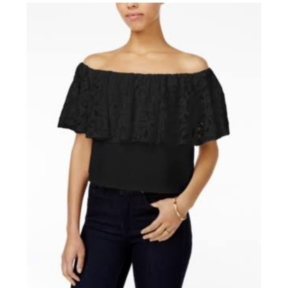 RACHEL RACHEL ROY Lace Off Shoulder Ruffle Top